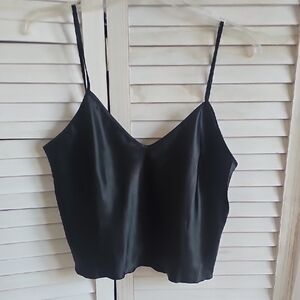 Elegant Black Satin Camisole Top